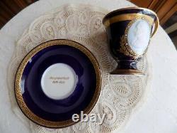 Very Rare Antique Hutscenreuther Selb Cobalt with gold tea cup and saucer