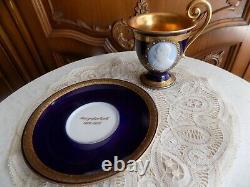 Very Rare Antique Hutscenreuther Selb Cobalt with gold tea cup and saucer