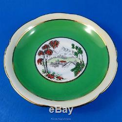 Very Rare Parrot Handle Scenic Handpainted Royal Grafton Tea Cup and Saucer Set