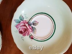 ViNTage PaRaGOn CaBbAGe RoSe Mint GrEEn TeA cUp and SaUCer Set of 6