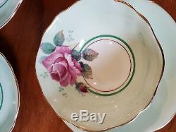 ViNTage PaRaGOn CaBbAGe RoSe Mint GrEEn TeA cUp and SaUCer Set of 6