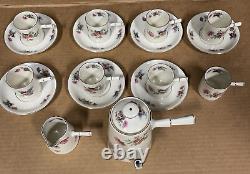 Victoria China Czechoslovakia Floral Pink Rose Tea Set, one saucer missing