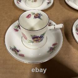 Victoria China Czechoslovakia Floral Pink Rose Tea Set, one saucer missing
