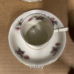 Victoria China Czechoslovakia Floral Pink Rose Tea Set, one saucer missing