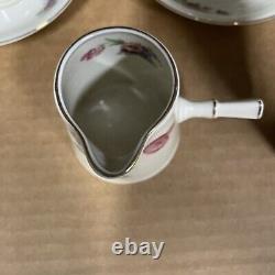 Victoria China Czechoslovakia Floral Pink Rose Tea Set, one saucer missing