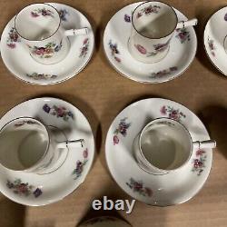 Victoria China Czechoslovakia Floral Pink Rose Tea Set, one saucer missing