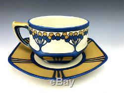 Villeroy & Boch Mettlach Germany Porcelain Elderberry Teacup & Saucer Set 1907
