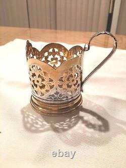 Vintage 875 Russian Silver Filigree Handmade 1 Podstakannik- Tea Cup Holder