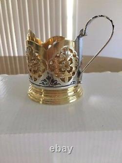 Vintage 875 Russian Silver Filigree Handmade 1 Podstakannik- Tea Cup Holder