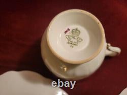 Vintage AYNSLEY Bone China Tea Cup Saucer Side Plate Burgundy Gold RARE Set of 6