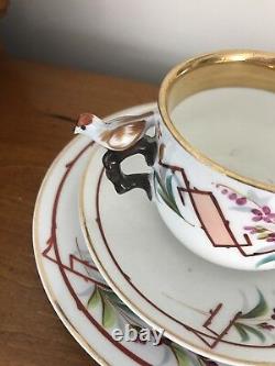 Vintage Antique Early 1900's Tea Cup-Mug Saucer and Plate Bird Handle Whistle