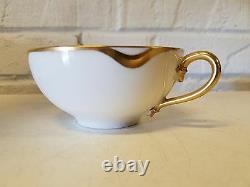 Vintage Antique Haviland Limoges France White & Gold Trim Tea Cup and Saucer
