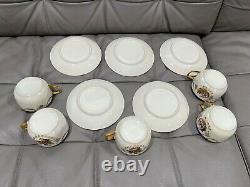 Vintage Antique Iridescent Porcelain Set of 5 Cups & Saucers with Figures Dec