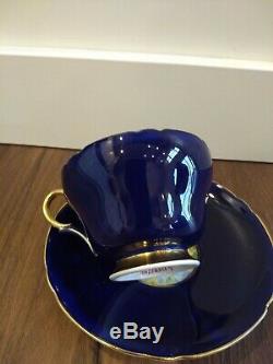 Vintage Antique Shelley Tea Cup and Saucer Cobalt Primrose Chintz China England