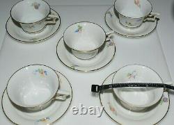 Vintage Art Deco 5 Tea Cups & Saucers Rosenthal Tirana Bavaria Modernism 1930