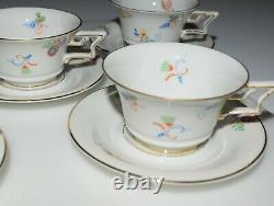 Vintage Art Deco 5 Tea Cups & Saucers Rosenthal Tirana Bavaria Modernism 1930