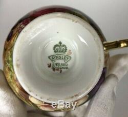 Vintage Aynsley Cup Saucer Gold Orchard Fruit #C746 Signed Brunt & Jones Footed