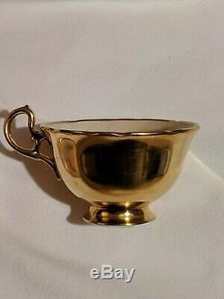 Vintage Aynsley Tea Cup Saucer J A Bailey Rose and Gold