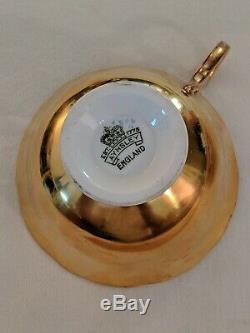 Vintage Aynsley Tea Cup Saucer Signed J A Bailey Rose and Gold