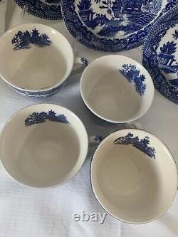 Vintage Blue Willow Fine China Tea Cup & Saucer set of 4 Made in Japan 1921-1941