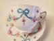 Vintage Cup&saucer-buds & Bows-blue Bow-crown Staffordshire England-fine Bone
