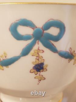 Vintage Cup&Saucer-Buds & Bows-Blue Bow-Crown Staffordshire England-Fine Bone