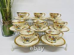 Vintage Demi Tasse 22 karat gold Lord Nelson Tea Cup Saucer Set of 8