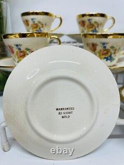 Vintage Demi Tasse 22 karat gold Lord Nelson Tea Cup Saucer Set of 8