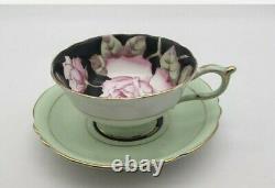 Vintage Double Warrant Paragon Tea Cup Saucer Cabinet Set. Floating Cabbage Rose