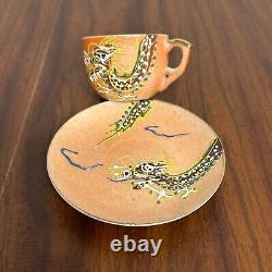Vintage Dragon Ware Teacup & Saucer Moriage Occupied Japan Demitasse SET OF 6