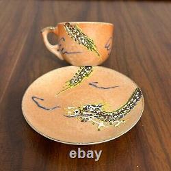 Vintage Dragon Ware Teacup & Saucer Moriage Occupied Japan Demitasse SET OF 6