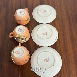 Vintage Dragon Ware Teacup & Saucer Moriage Occupied Japan Demitasse SET OF 6
