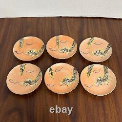 Vintage Dragon Ware Teacup & Saucer Moriage Occupied Japan Demitasse SET OF 6