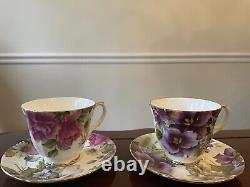 Vintage Duchess Fine Porcelain Tea Cup an Saucer Violets 22Kt Gold Gilt