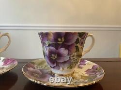 Vintage Duchess Fine Porcelain Tea Cup an Saucer Violets 22Kt Gold Gilt