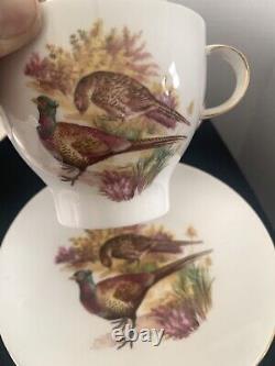 Vintage Elizabethan Fine Bone China England Tea Cup and Saucer 4 Sets Pheasants