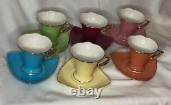 Vintage GNA Fine Porcelain Cup & Saucer Tea Set Espresso Made In Italy