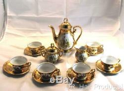 Vintage Gold Plated Bavarian Tea Set-tea Pot-creamer-sugar Bowl-6 Cups & Saucer