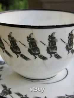 Vintage Halloween Fortune Telling Tea Cup And Saucer Witches Austria Vienna Rare