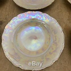 Vintage Iridescent Pearl Lustre Gold Dinner Set Service 6 person Czechoslovakia