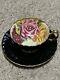 Vintage J A Bailey Aynsley Tea Cup Saucer Black Bone China 3 Cabbage Rose