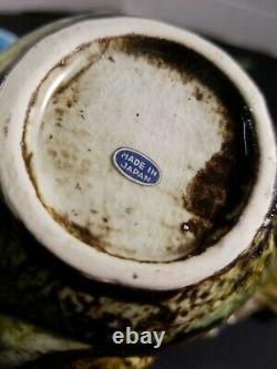 Vintage Japan Tea Cup Saucer Conch Oyster Shell Green blue Lot of 4