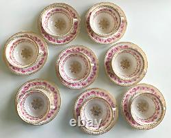 Vintage KPM Teacup Saucer Set GERMANY Serves 8 PINK ROSES Gold Trim 16-Pieces