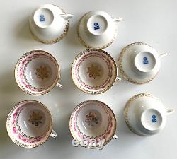 Vintage KPM Teacup Saucer Set GERMANY Serves 8 PINK ROSES Gold Trim 16-Pieces