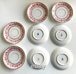 Vintage KPM Teacup Saucer Set GERMANY Serves 8 PINK ROSES Gold Trim 16-Pieces