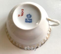 Vintage KPM Teacup Saucer Set GERMANY Serves 8 PINK ROSES Gold Trim 16-Pieces