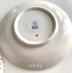 Vintage KPM Teacup Saucer Set GERMANY Serves 8 PINK ROSES Gold Trim 16-Pieces