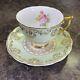 Vintage Leonard St Pottery Of Burslem Tea Cup & Saucer Green & Gold Princess