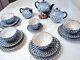 Vintage Lomonosov Russian Blue Cobalt Tea Set 19 Pc, Bonus Cup+serving Dish Too