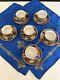 Vintage Made In Japan Hand Painted Moriage Six Tea Cups & Saucers Two Tea Towels